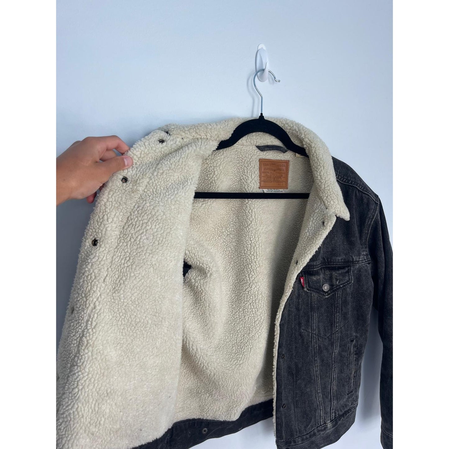 Levis Premium Sherpa Denim Jacket Women S Black Fleece Lined Trucker