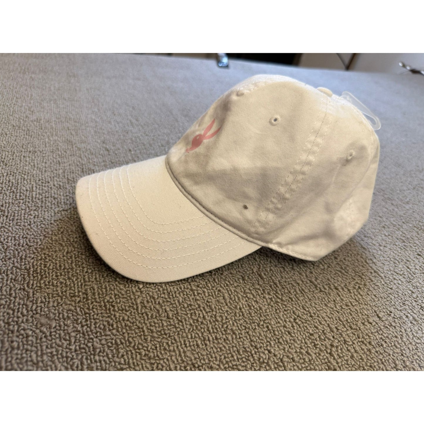 PLAYBOY Baseball Cap Hat ONE SIZE Beige Pink Bunny Logo Adjustable Dad Hat
