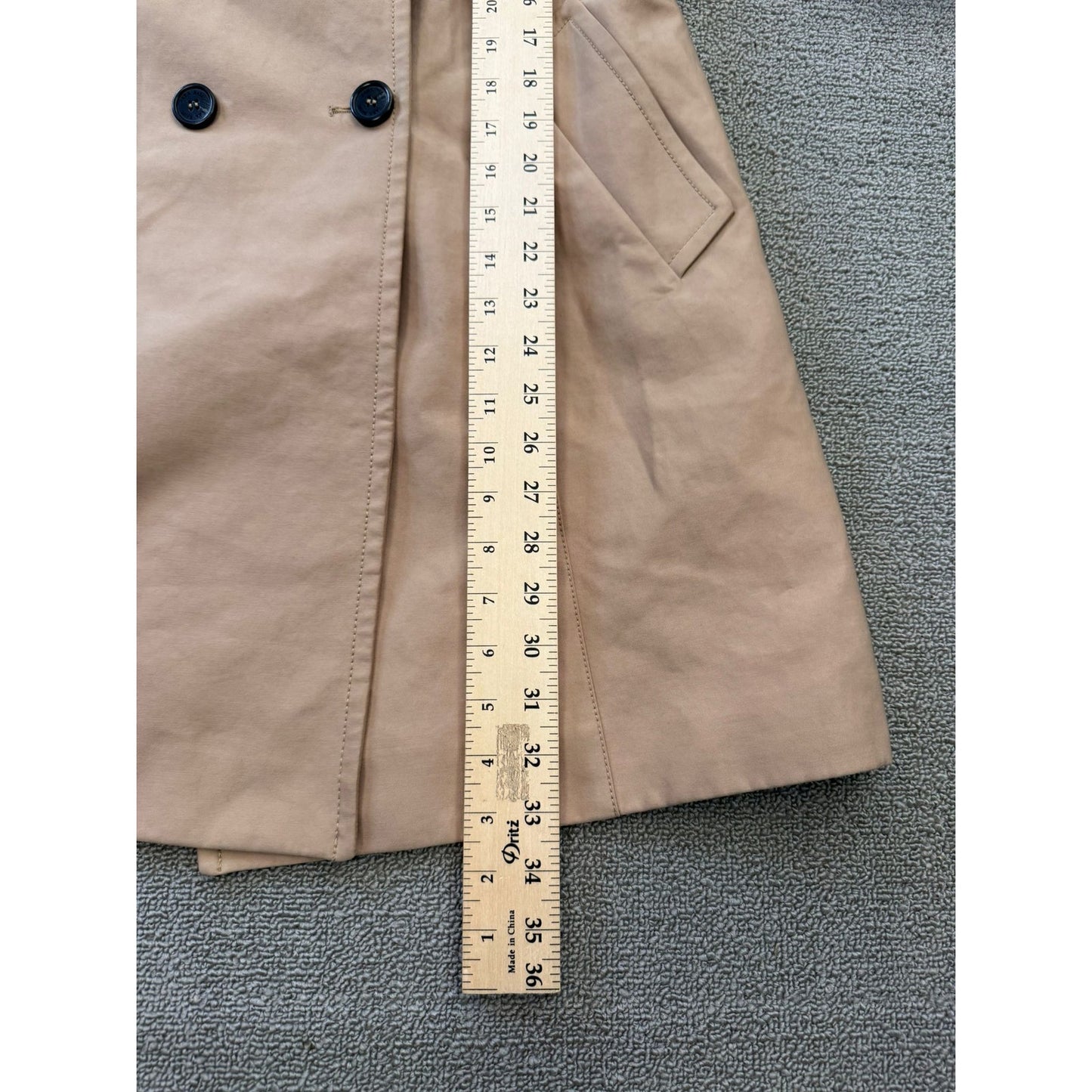 ZARA BASIC Women's Medium Beige Double-Breasted Trench Coat