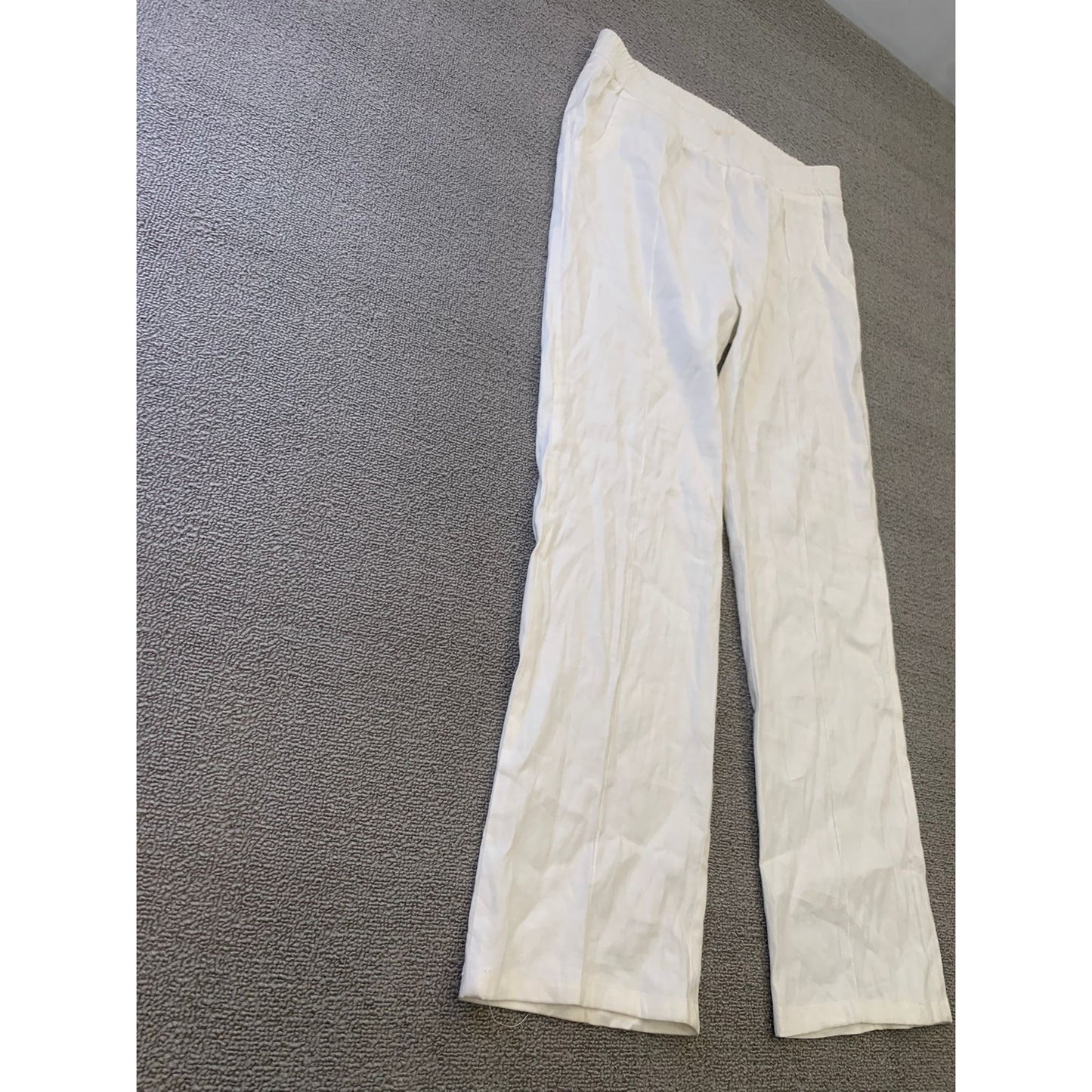 Monrow Women Medium White Wide Leg Linen Blend Pants