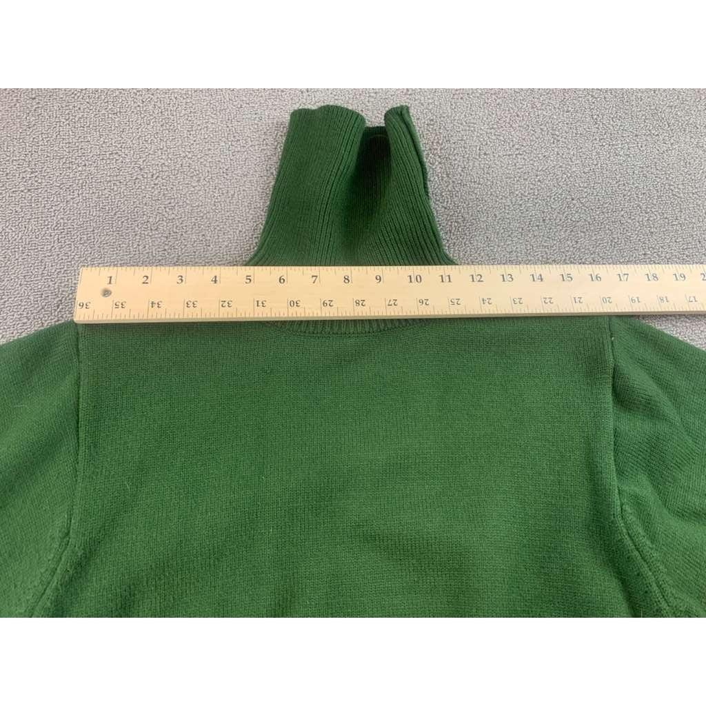 Zara Sweater Women S Green Turtleneck Cropped Pullover Stretch Knit Ribbed Trim