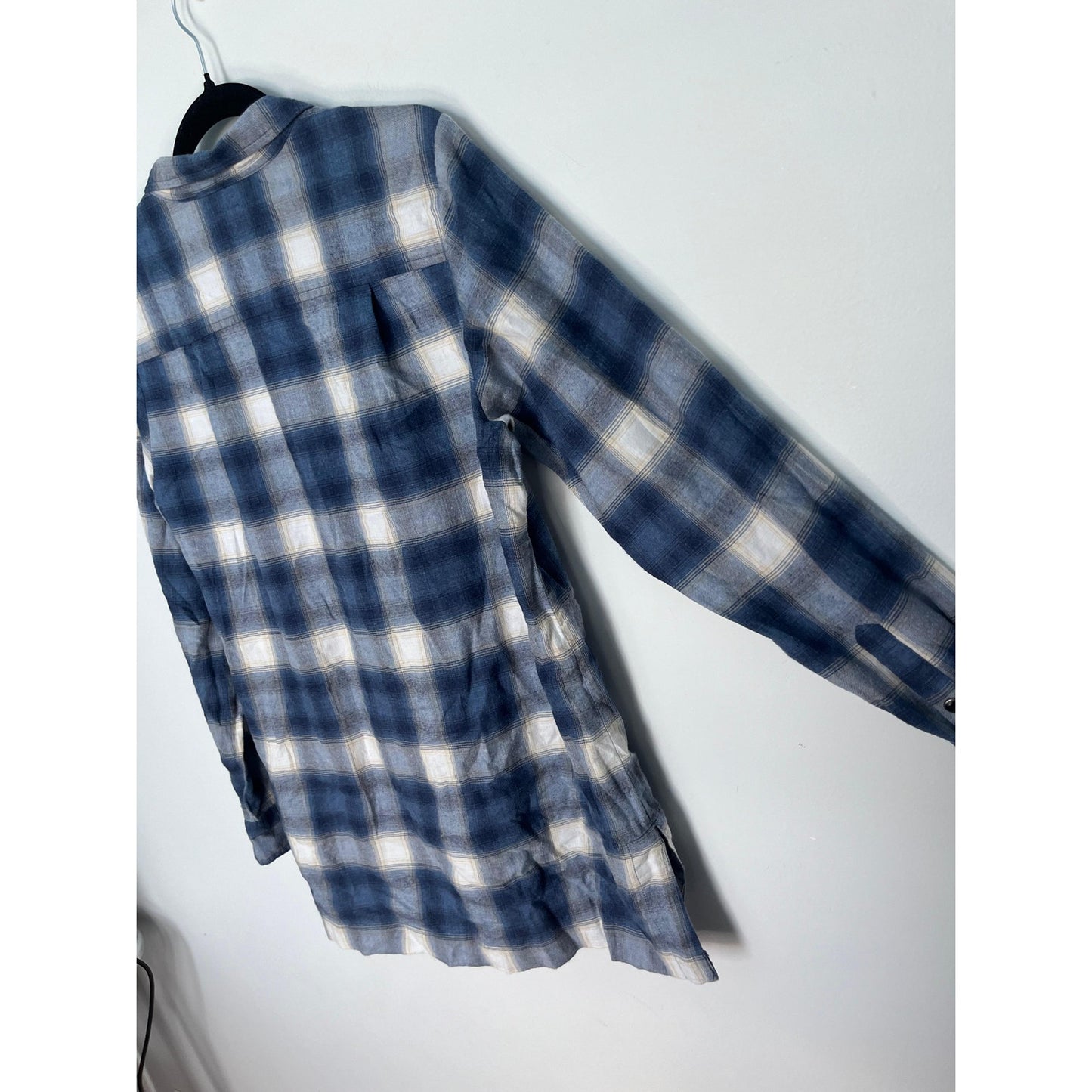 Pendleton Plaid Half Zip Shirt Women M Blue White Flannel Long Sleeve
