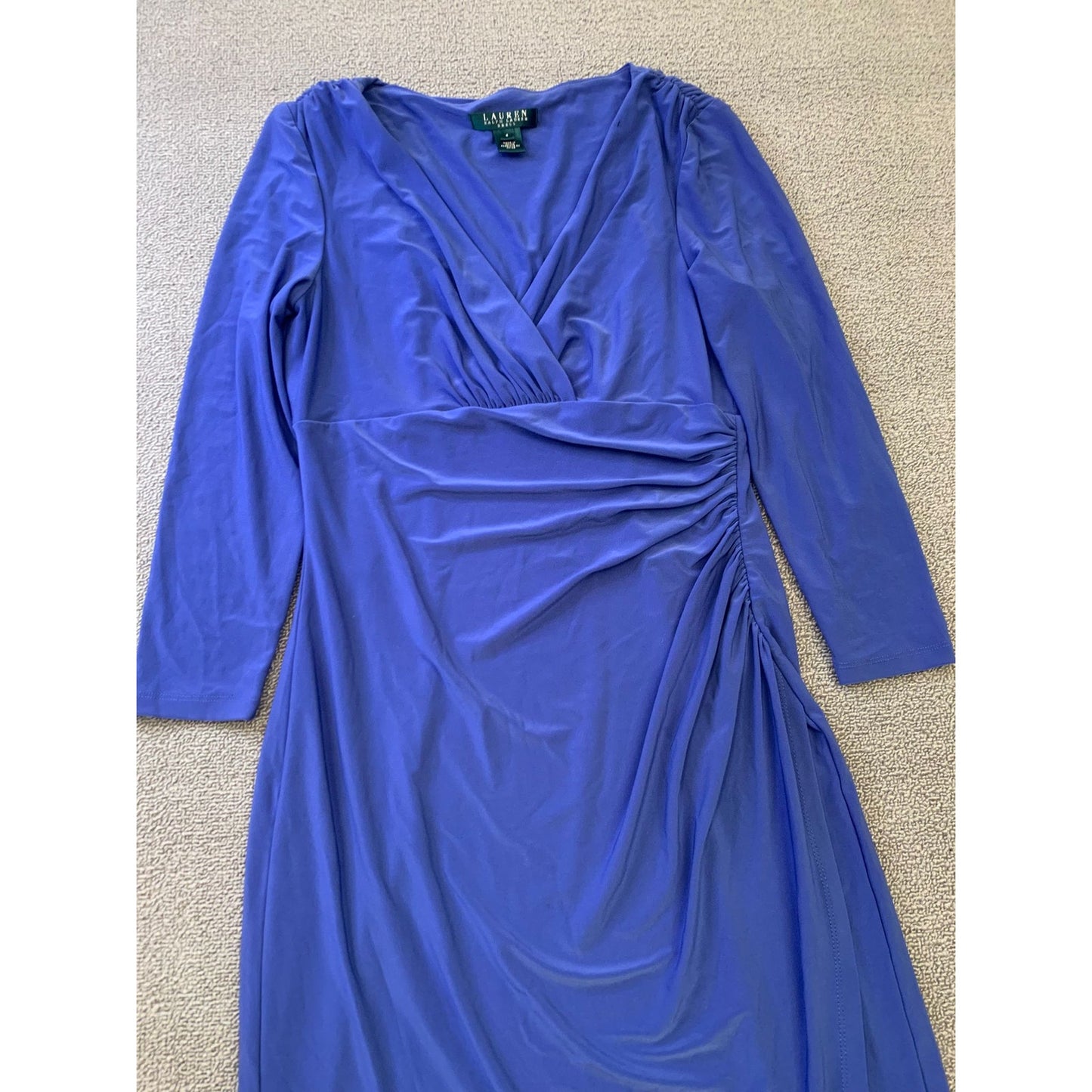 Lauren Ralph Lauren Elsie Dress Blue Size 4 Sleeve Surplice Neck Stretch