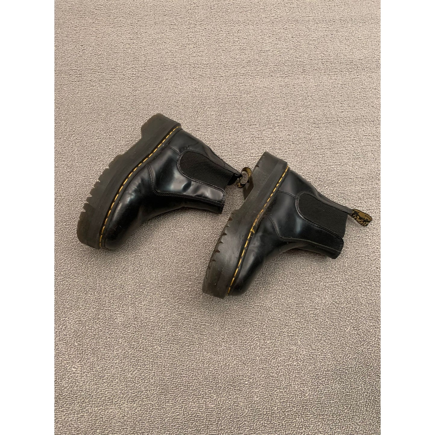 Dr Martens 2976 QUAD Platform Chelsea Boots Black Leather Size Mens 6 Women’s 7
