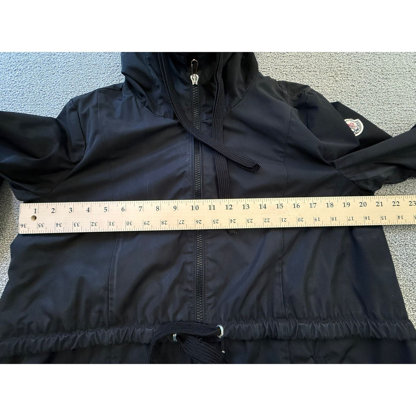 Moncler Size 3 Hooded Full Zip Jacket Black Rain Coat