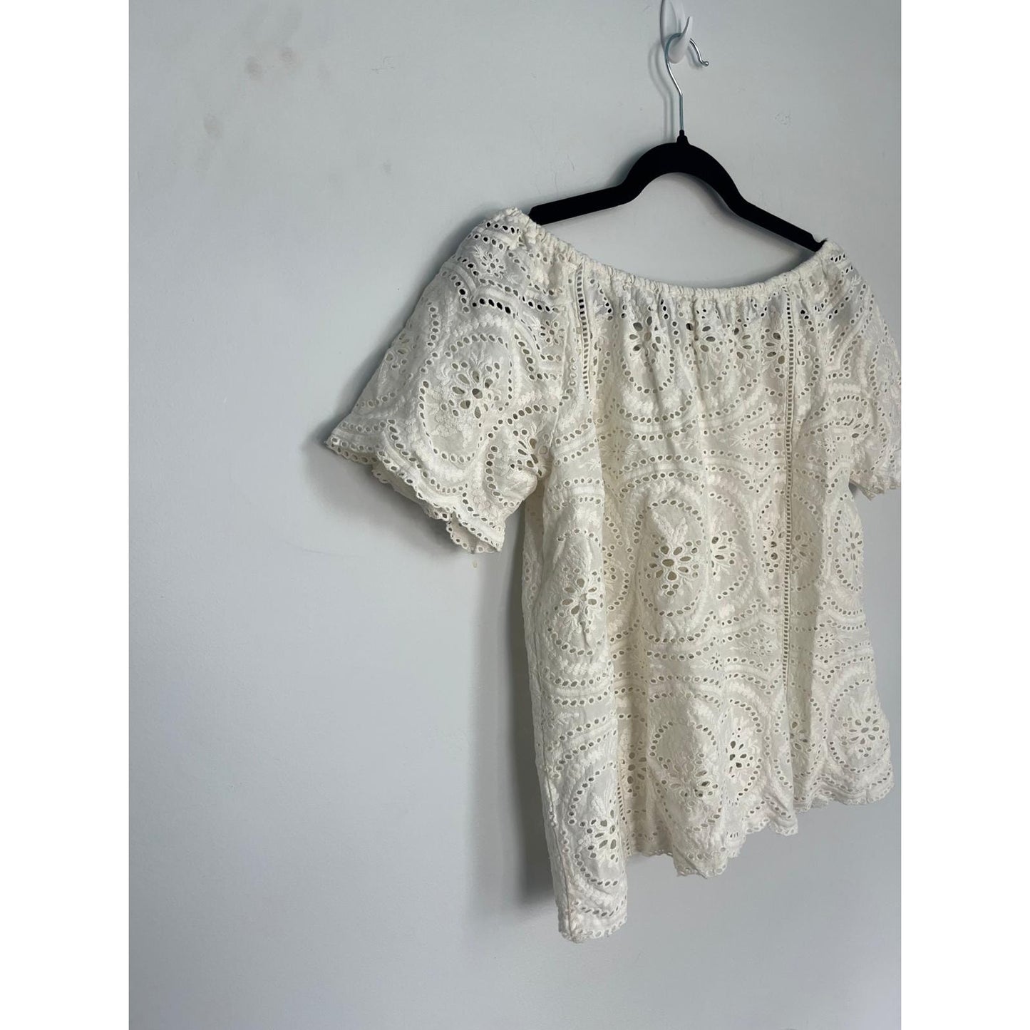 Joie Eyelet Blouse Women XS Off Shoulder White Lace Cotton Summer Top