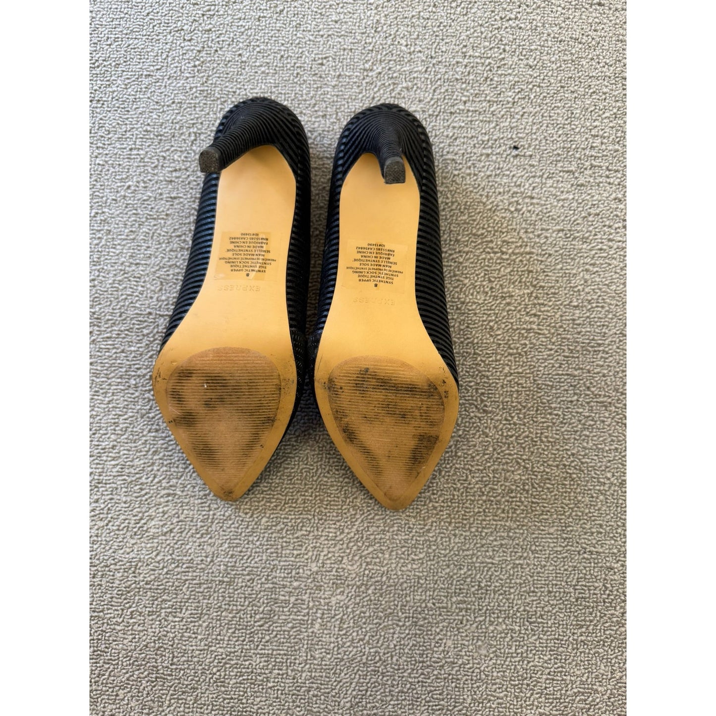 EXPRESS Women's Size 8 Black Ribbed Pointed Toe D'Orsay Stiletto Heels