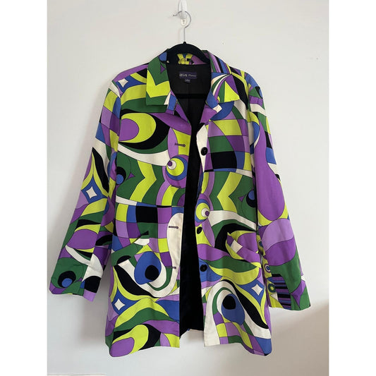 Regal Regency Blazer Women L Multicolor Psychedelic Print Mod 60s Style