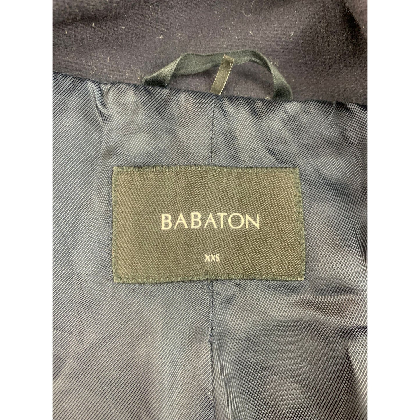 Babaton Women's XXS Navy Blue Hooded Wool Coat Outerwear Jacket