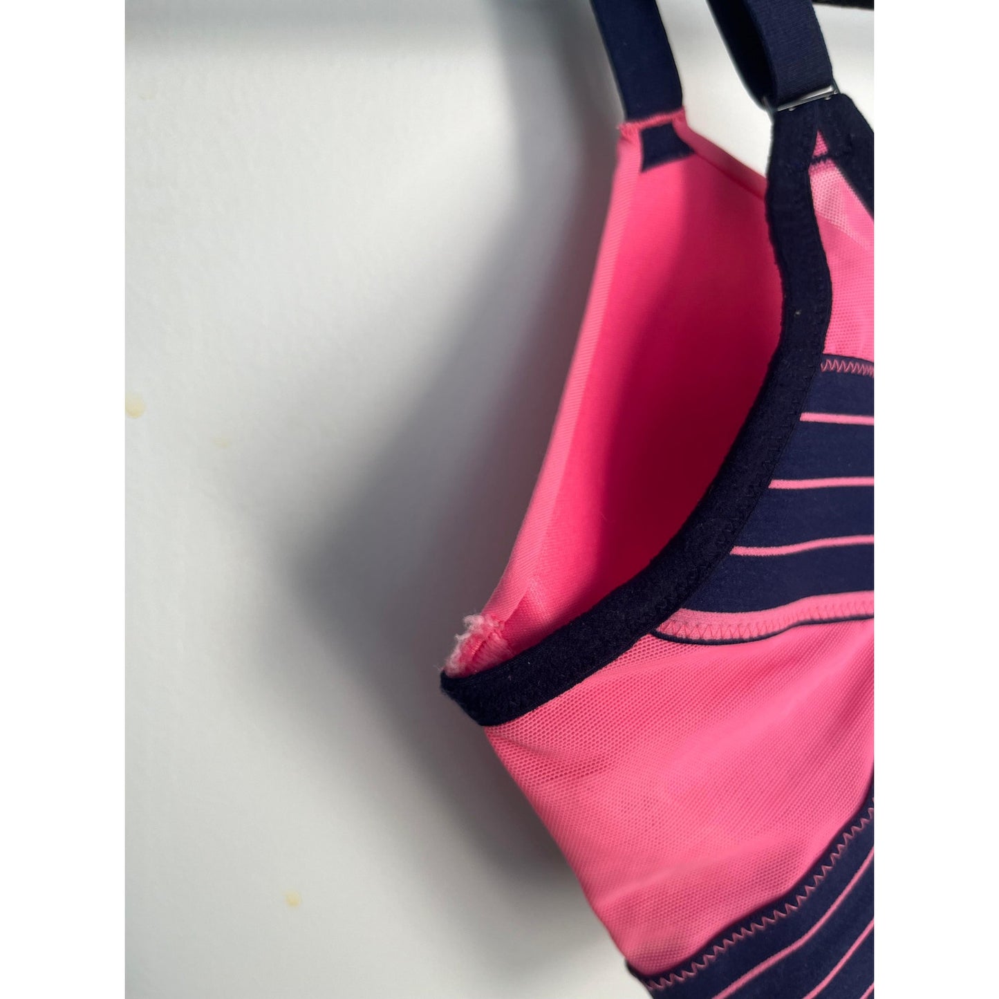 Spanx Bralette Women S Pink Navy Striped Wireless Padded Stretch Bra