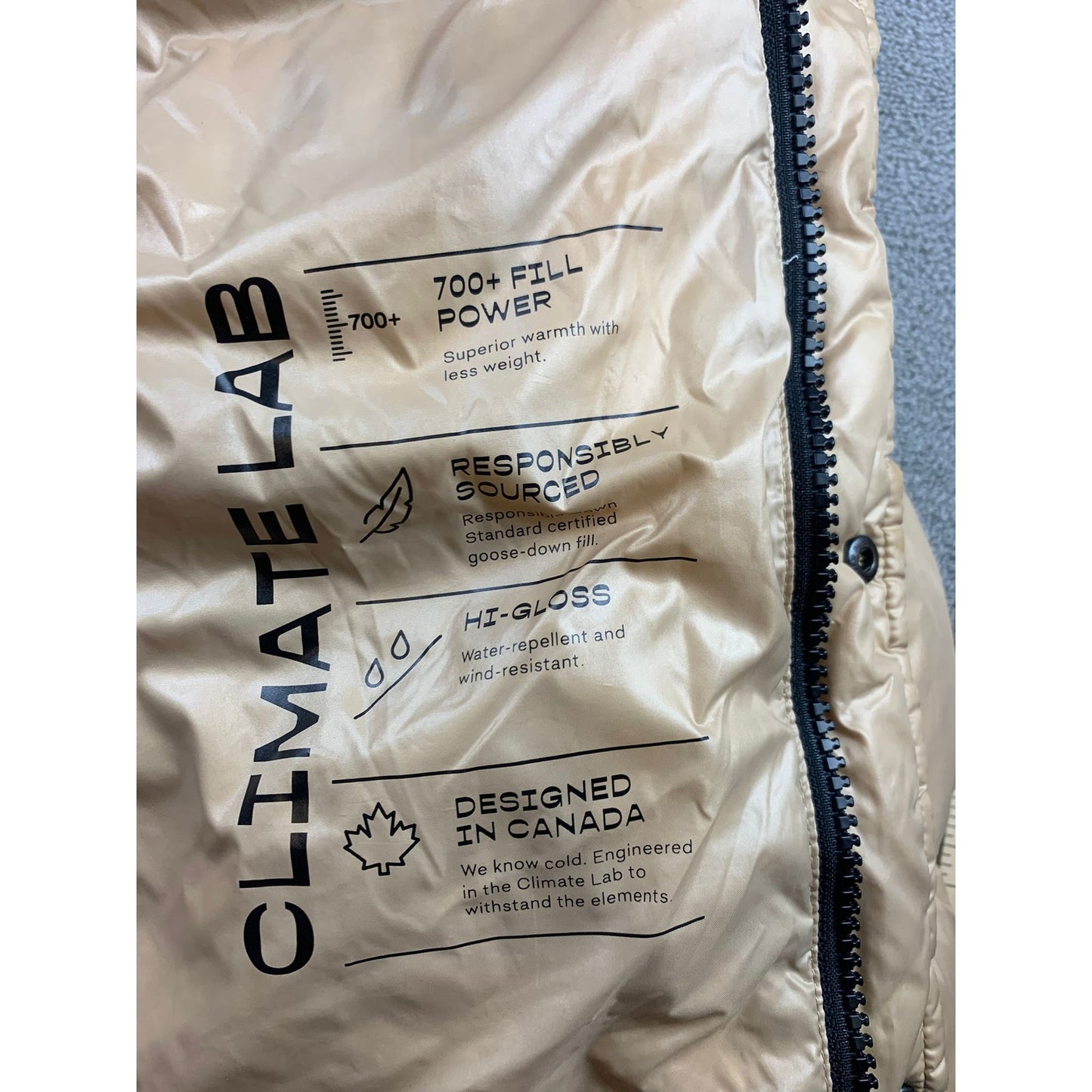 Aritzia The Super Puff Womens Large Tan Hooded Quilted Puffer Down Coat