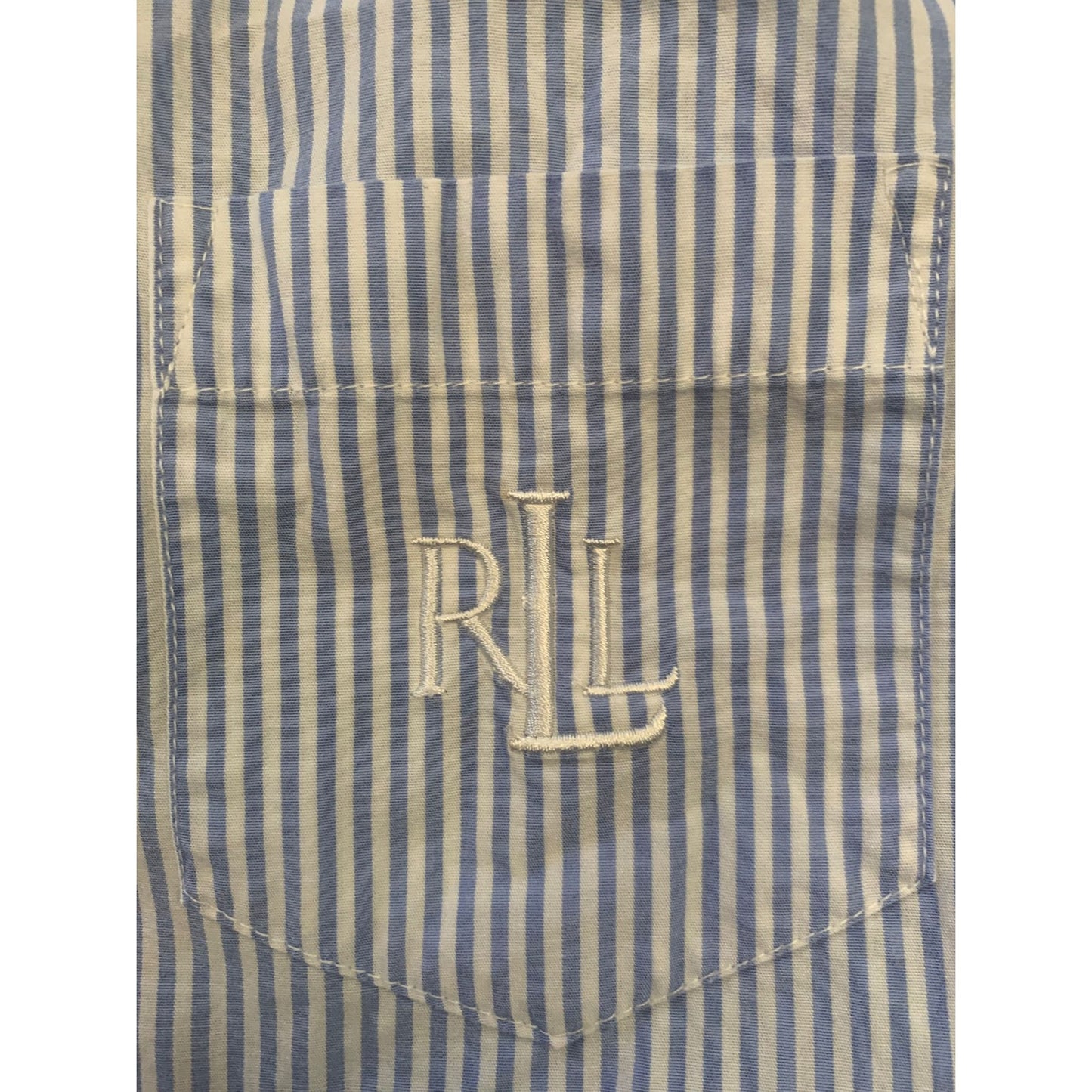Lauren Ralph Lauren Women XL Blue White Striped 3/4 Sleeve Blouse Shirt