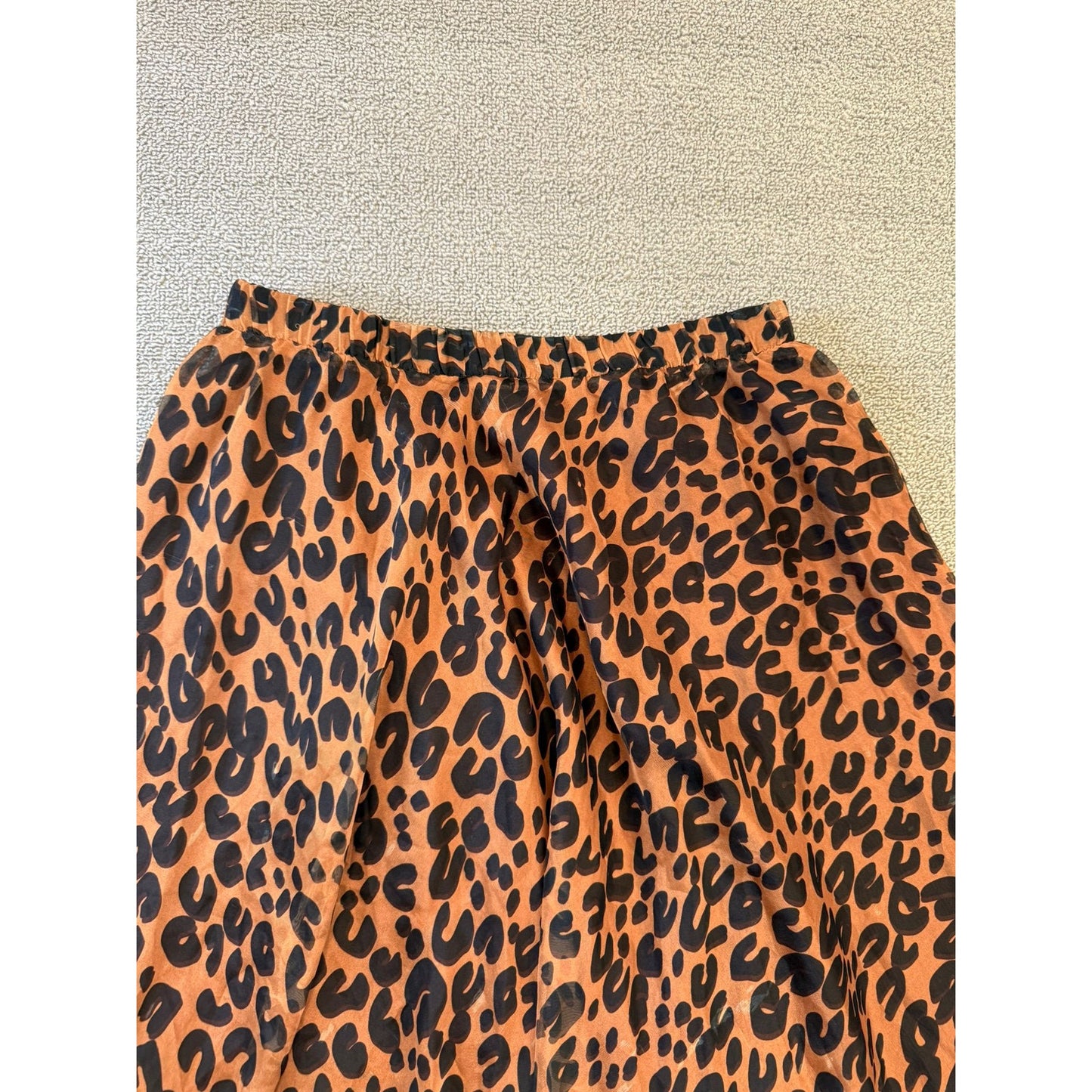 L'VOW Women's M Leopard Print Maxi Skirt Flowy Animal Print Long Silk