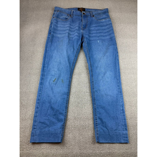 Copper And Oak Men's Size 34x32 Blue Straight-leg Jeans