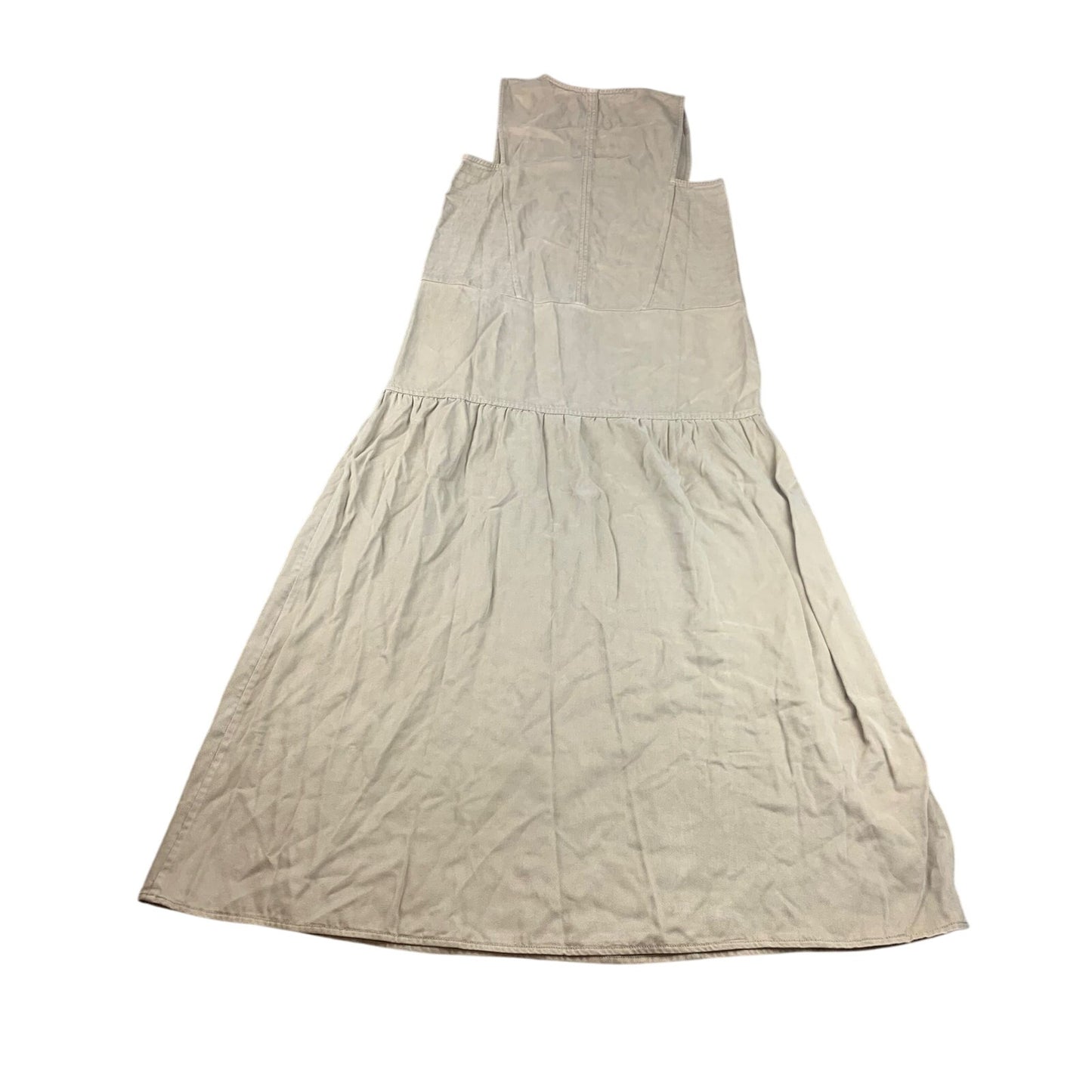Everlane Tencel Women's Small Beige Cotton Midi V-Neck Tiered Dress