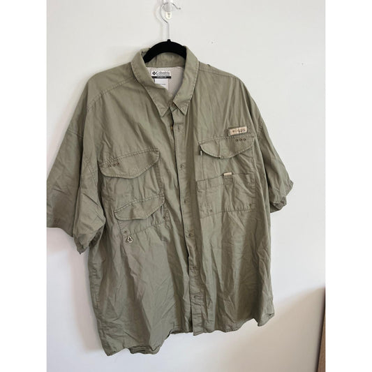Columbia PFG Shirt Men XXL Green Short Sleeve Vented Fishing Outdoor