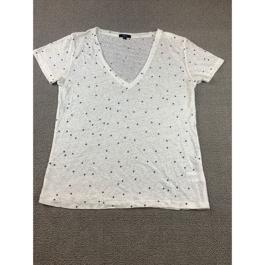 Rails Women Extra Small White Black Star Print V-neck T-shirt