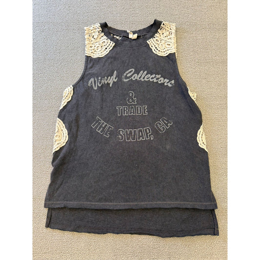 We The Free Women's Extra Small Gray Graphic Lace Tank Top