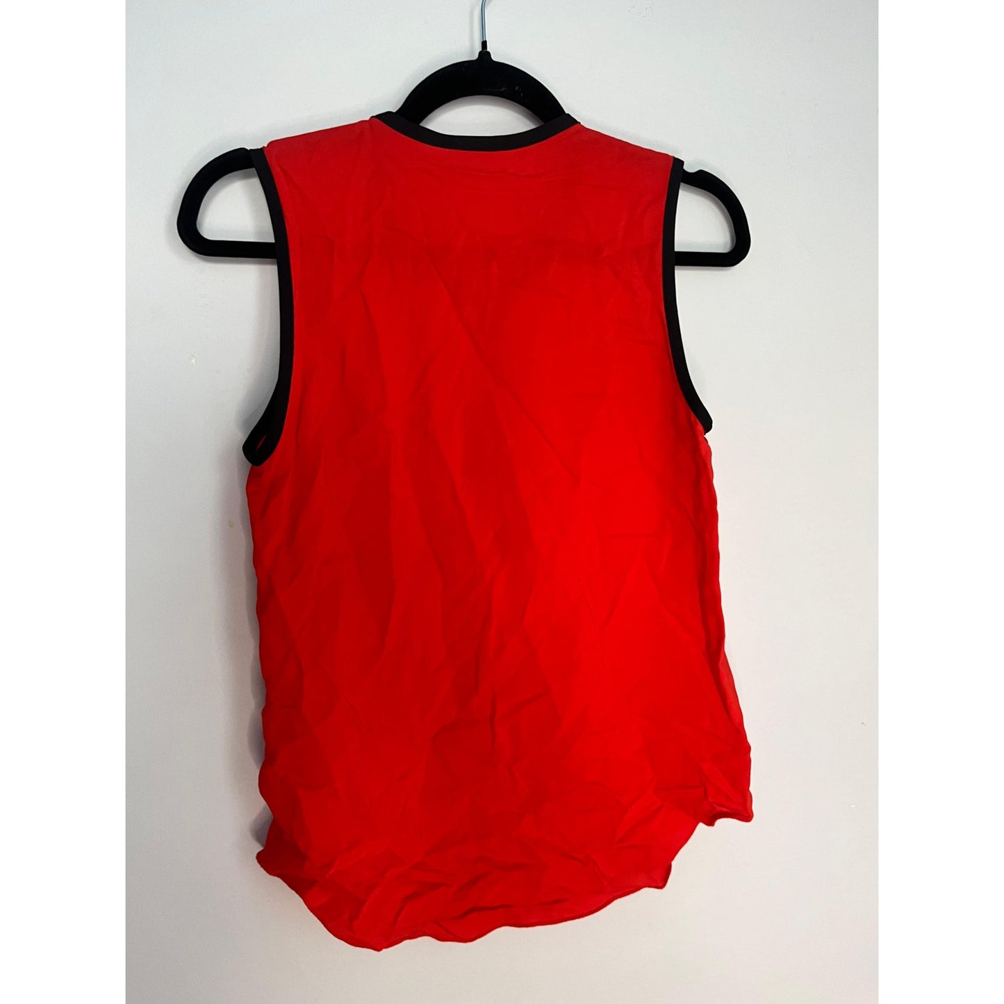 L’Agence Zip Front Tank Top Women Size 2 Red Black Trim Sleeveless Blouse