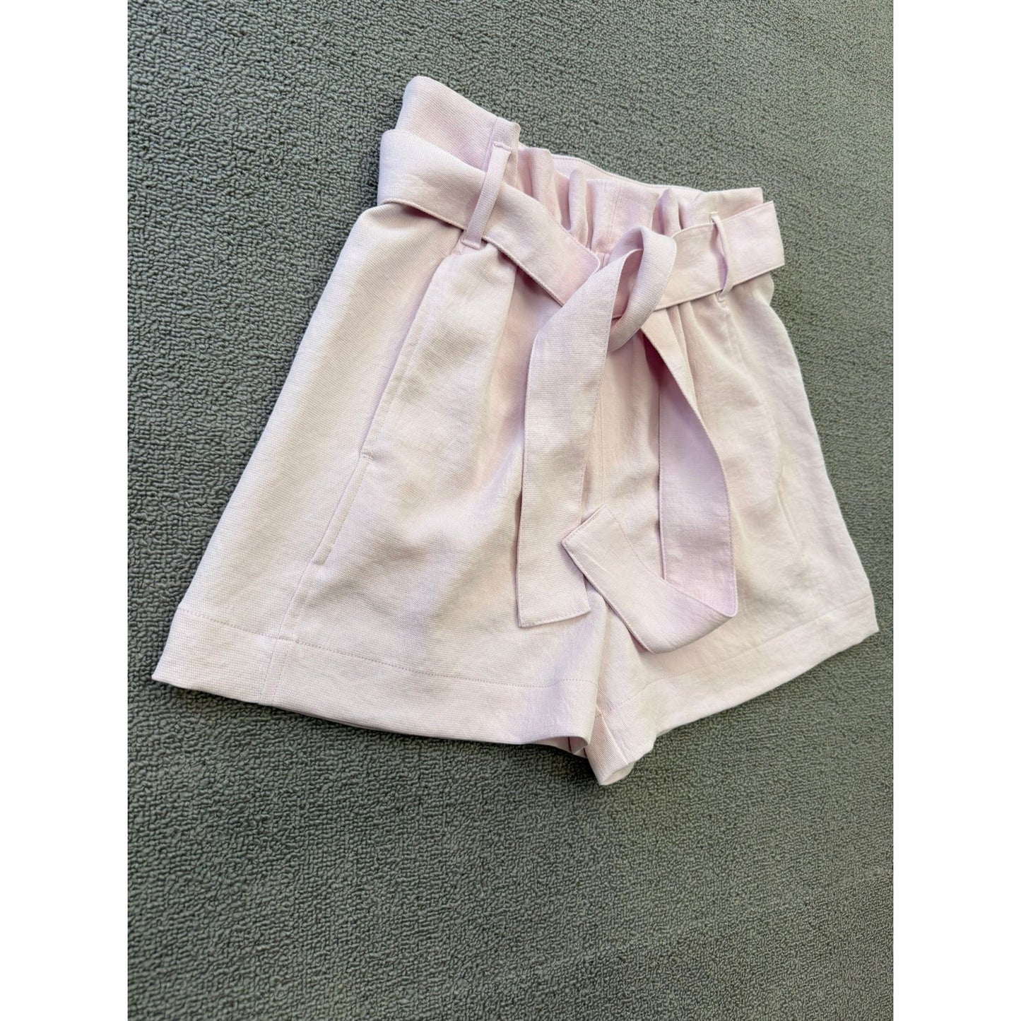 Aritzia Wilfred Women's Size 2 Pink Paper Bag Waist Shorts Belted Summer Casual