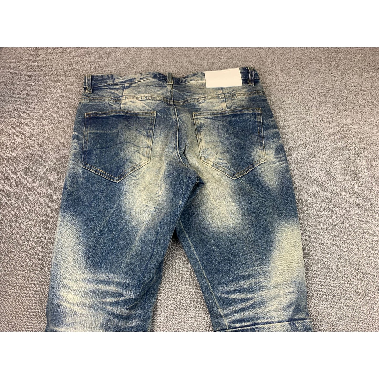 Woolf Men's 34x32 Slim-fit Jeans Blue With A Fashionable Cut-Up Design