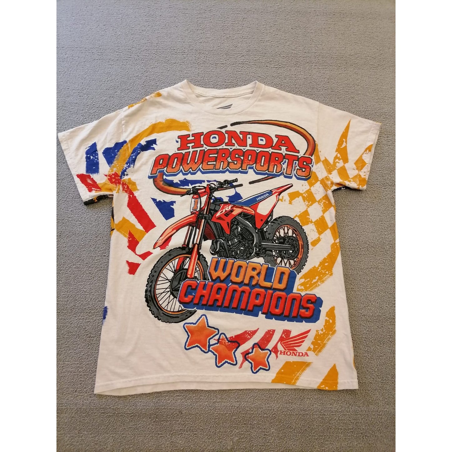 Honda Male S Powersports World Champions Motorcycle Racing Graphic T-Shirt