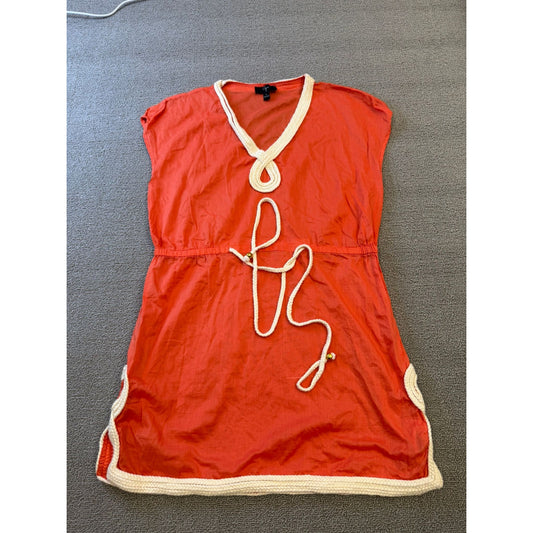 Aqua Woman Medium Orange Tunic Dress Crochet Trim