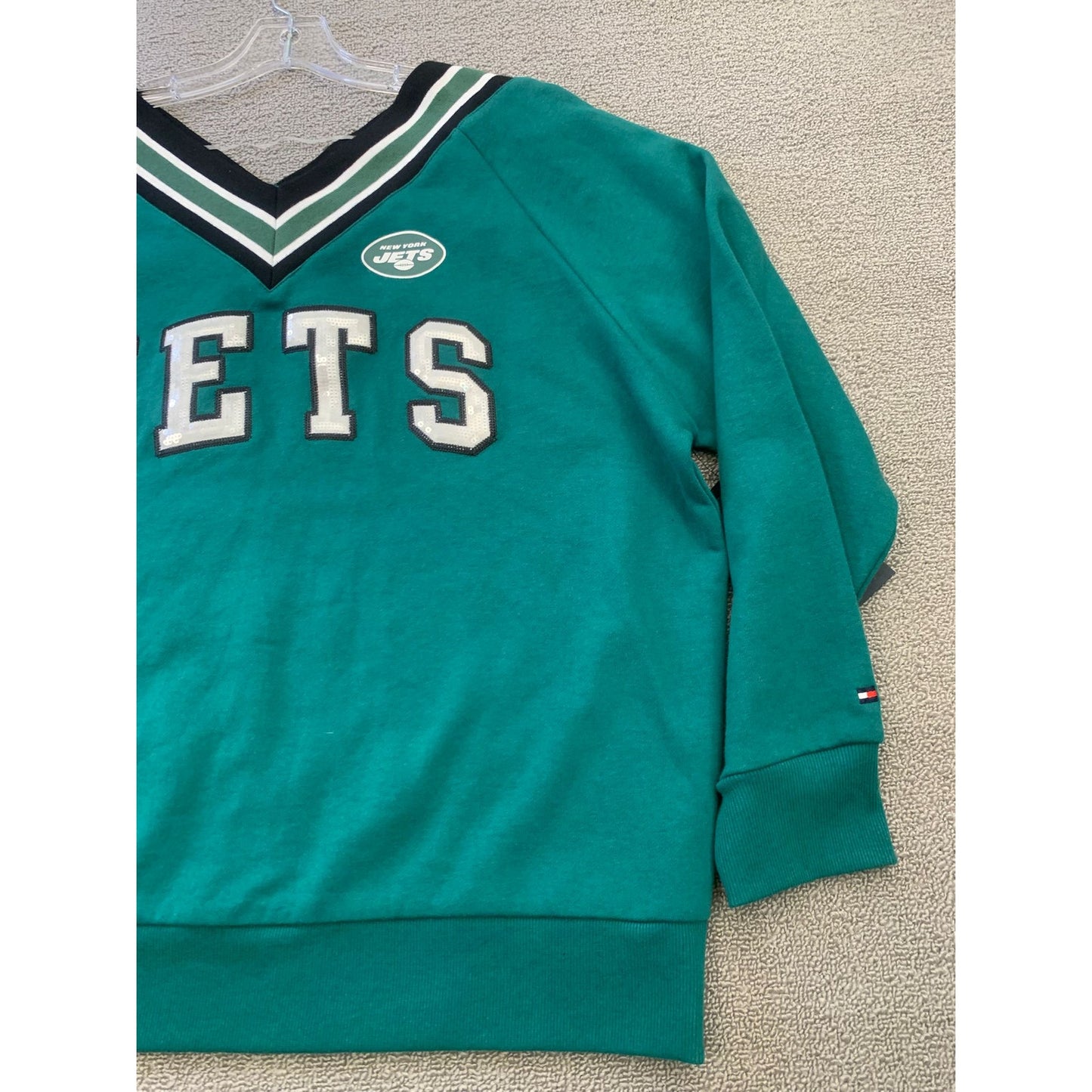 Tommy Hilfiger Women's XL Green Jets NFL Sweatshirt Pullover New With Tags