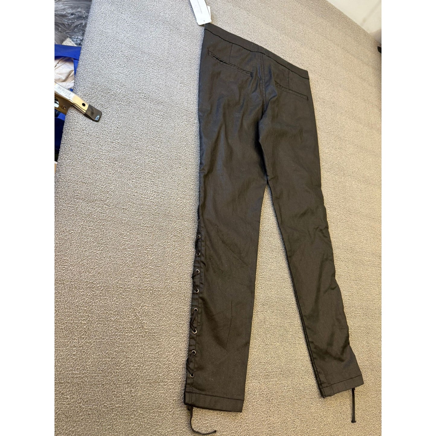 French Connection Women's Size 8 Black Coated Lace Up Pants