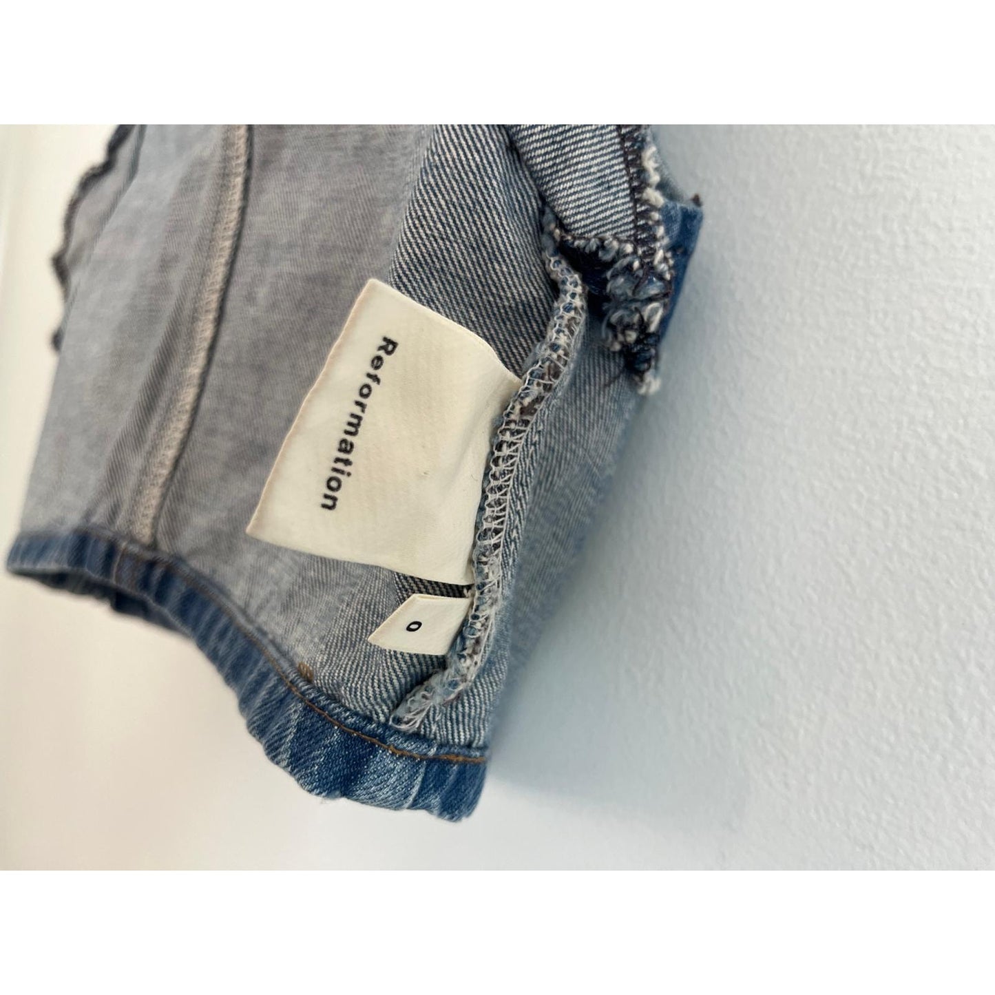 Reformation Denim Crop Top Women 0 Blue Square Neck Corset Stitch Tank