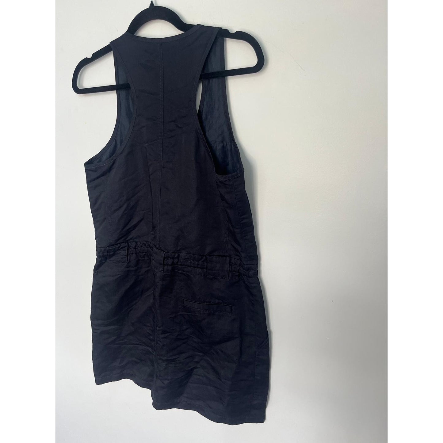 Theory Romper Womens Size 6 Black Sleeveless Linen Blend Dress