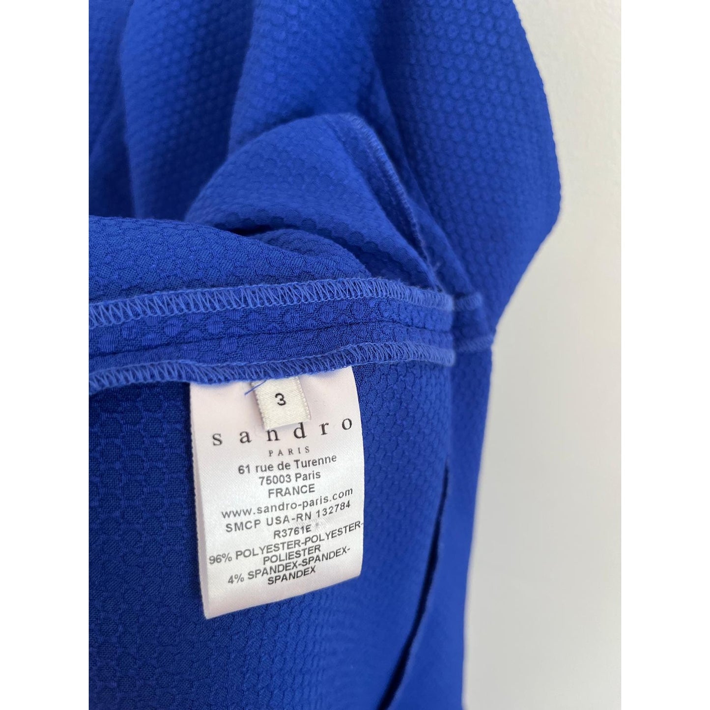 Sandro Blue Halter Mini Dress Women Size 3 Textured Sleeveless Partywear
