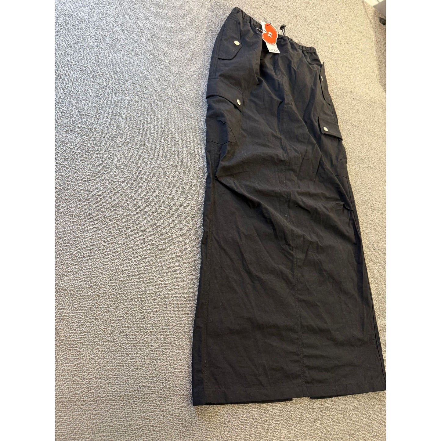 CIDER XS Womens Black Cargo Maxi Skirt Casual Adjustable Wais