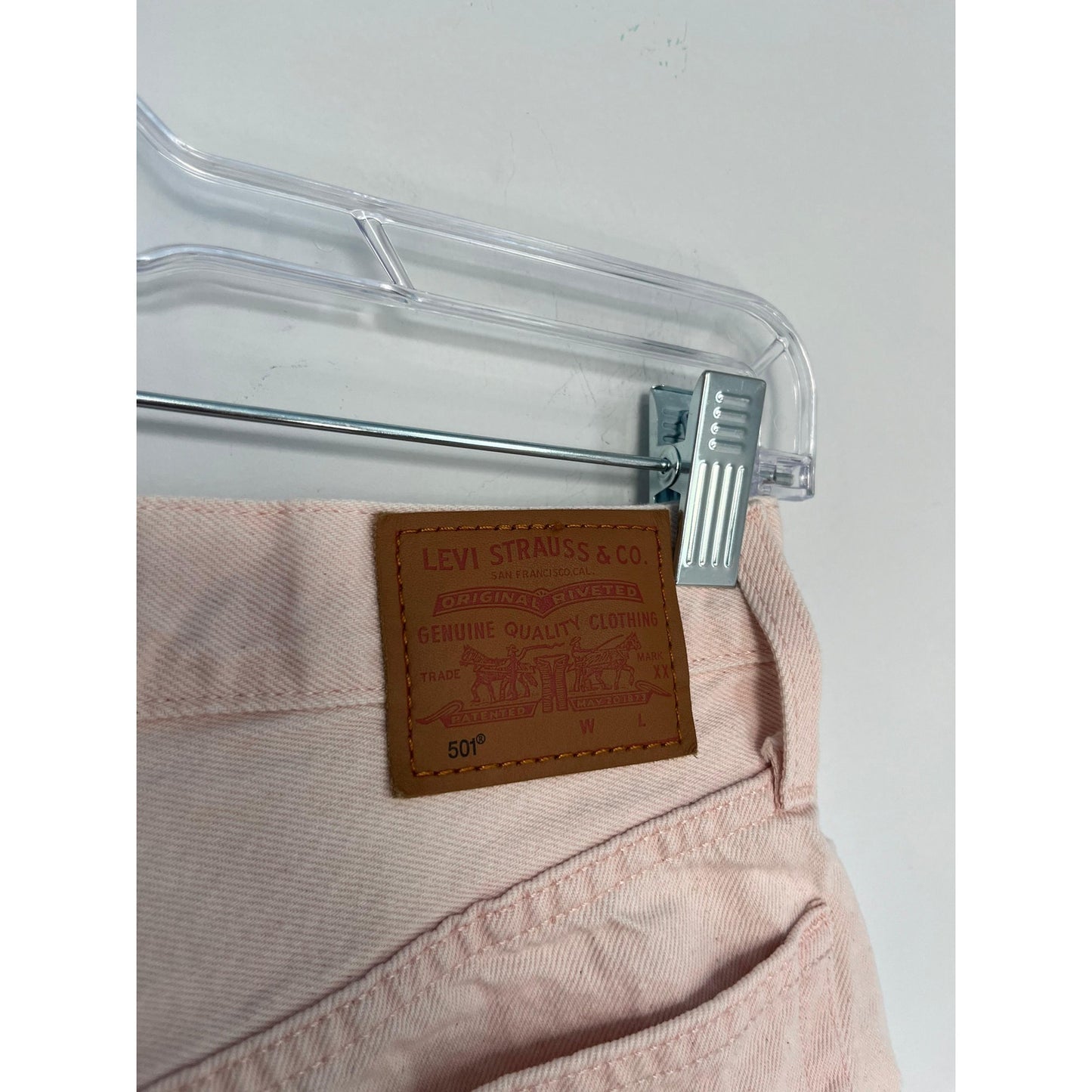 Levis 501 Premium Shorts Women W24 Pink High Rise Cutoff Denim
