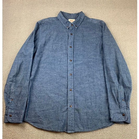 90s Vintage Levi’s Work Shirt Men's Large Blue Chambray Button-up