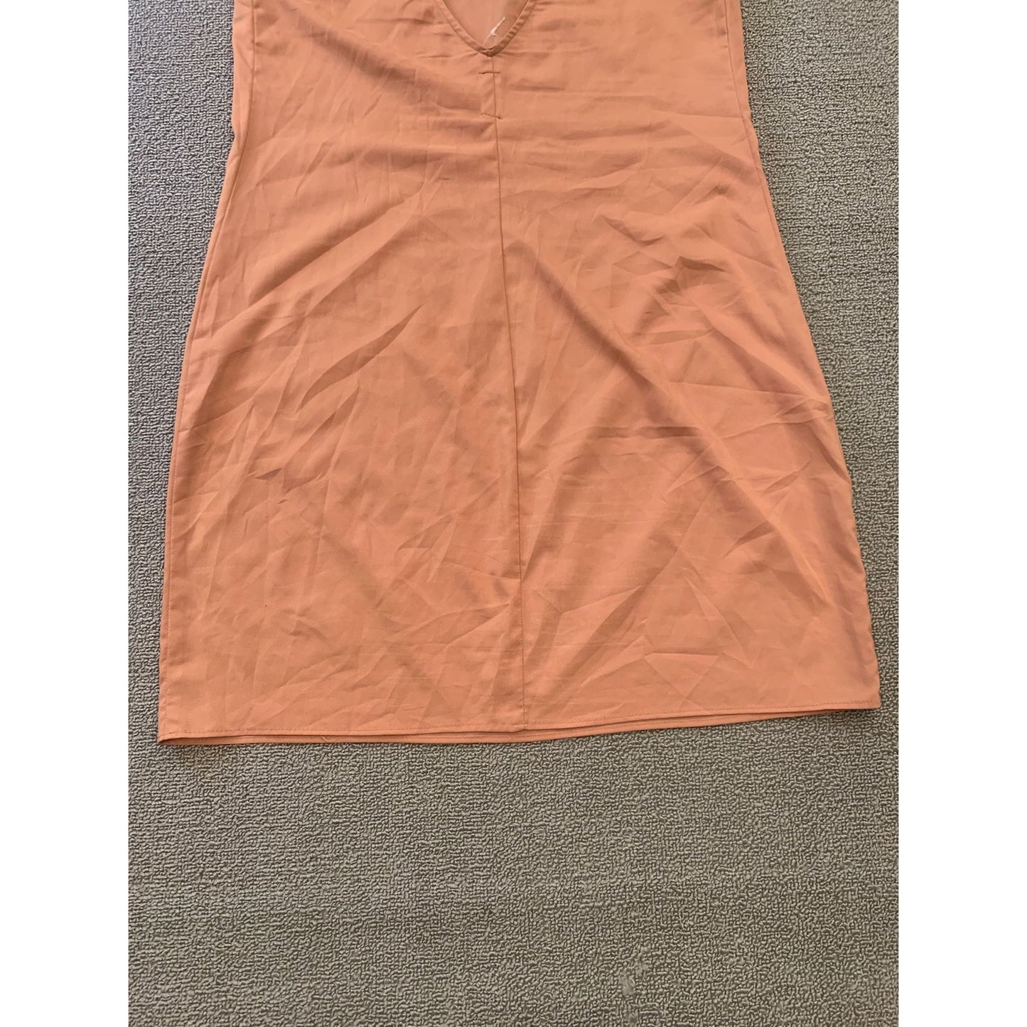 Staud Women's L Peach Orange V-Neck Slip Dress Adjustable Straps