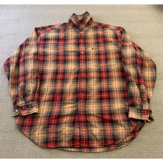 POLO JEANS CO. RALPH LAUREN Men's L Red Plaid Wool Blend Button Down Shirt