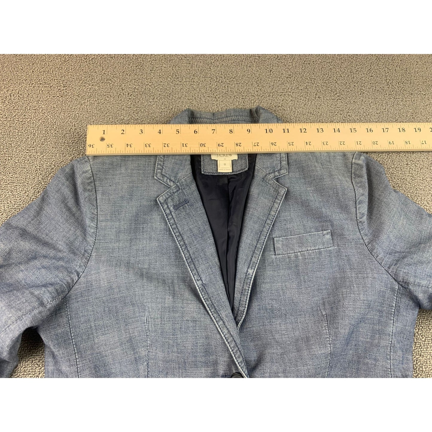 J.Crew Schoolboy Womens Jacket Size 8 Blue 100% Cotton Pockets Front Buttons