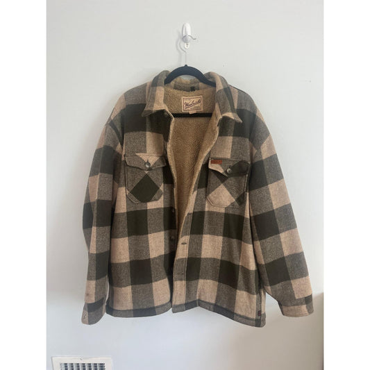 Woolrich Jacket Men XL Plaid Sherpa Lined Flannel Shirt Coat USA Made