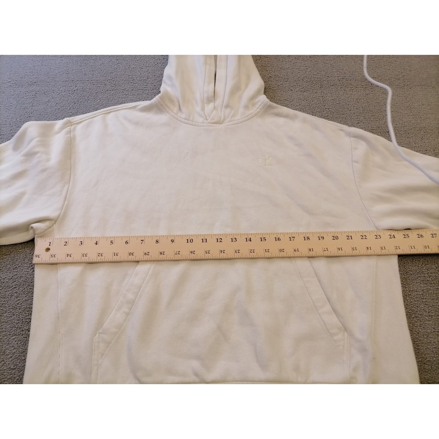 Calvin Klein Women Small P White Pullover Hoodie Relaxed Fit Comfortable Everyday