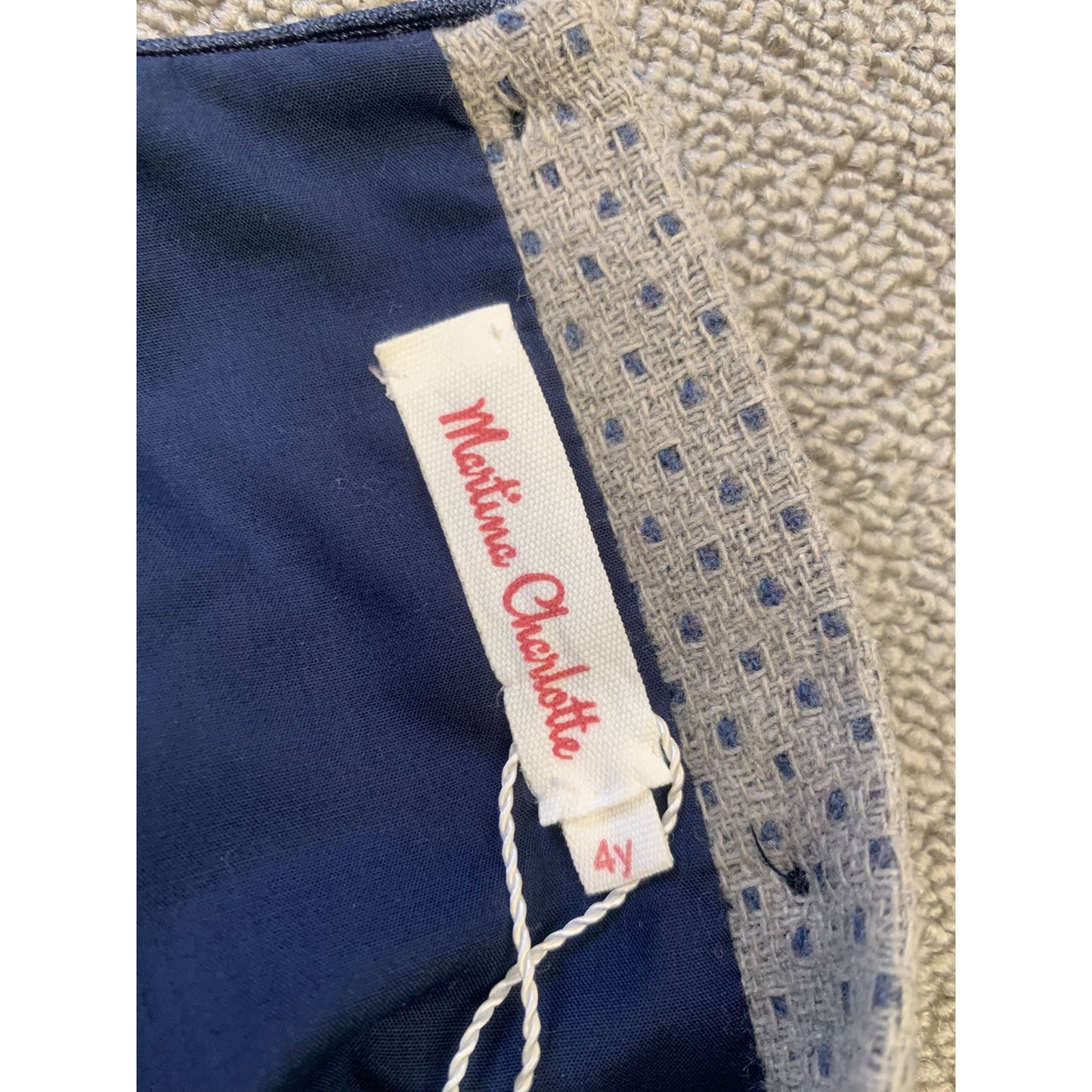 Martina Charlotte Girls 4Y Gray And Navy Drop Waist Dress