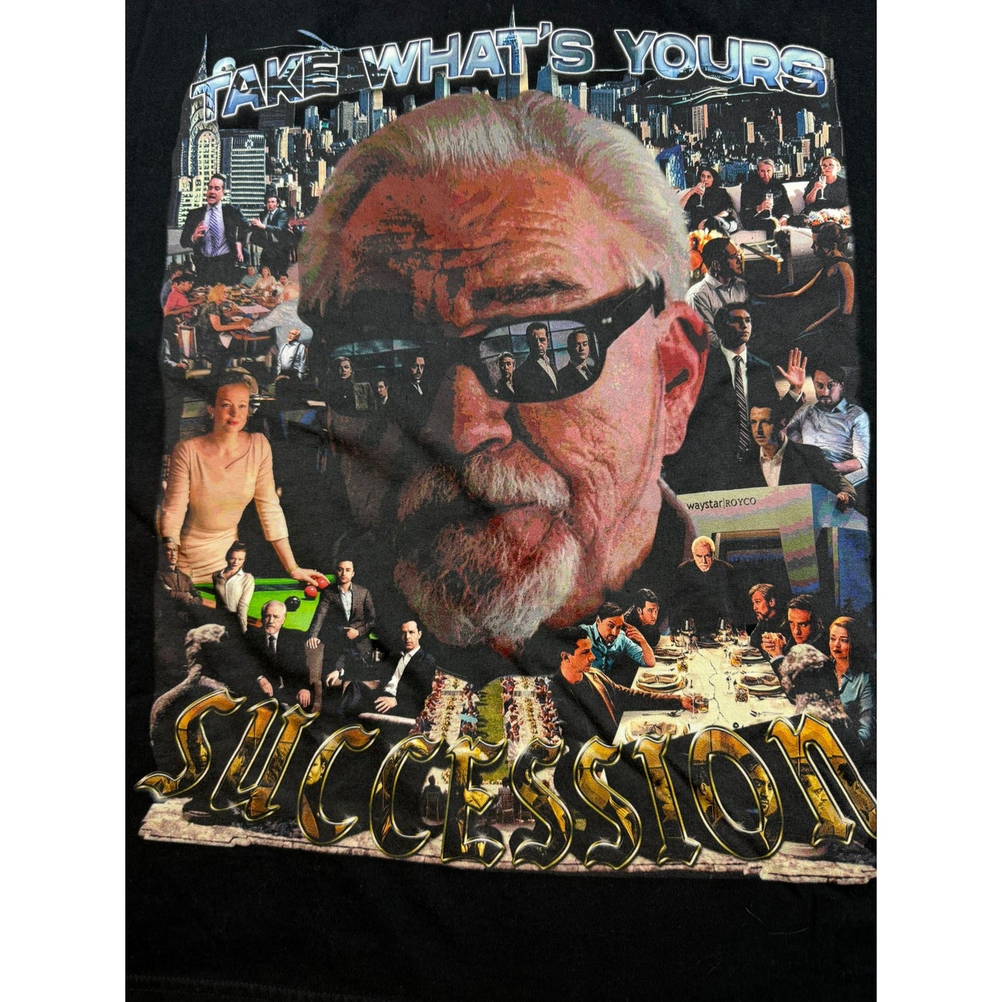 Greazy Tees Men's Large Black Succession TV Show T-Shirt Logan Roy