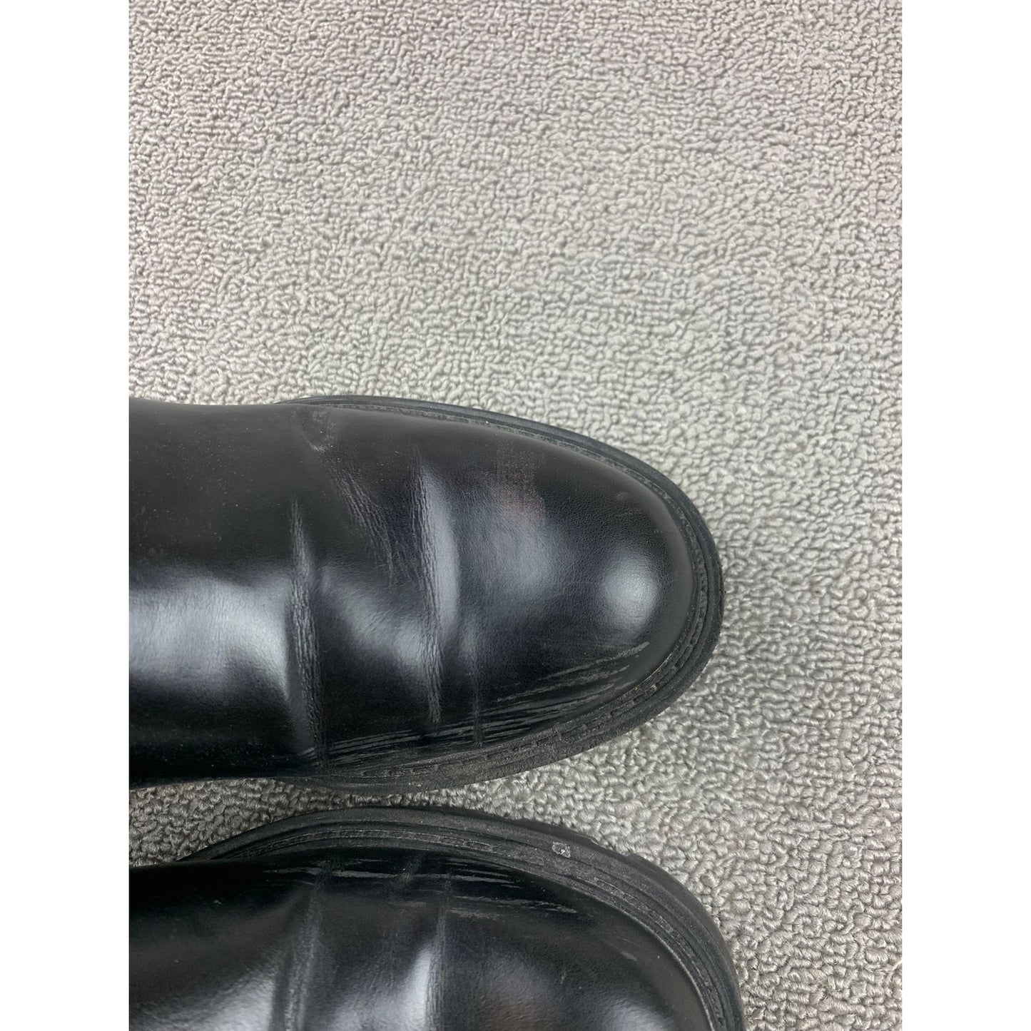 Zara Womens Sz 40 Black Faux Leather Chelsea Boots Lug Sole Ribbed Sock Mid Calf