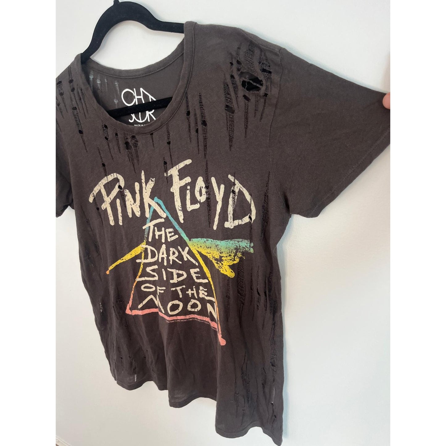 Chaser Pink Floyd T-Shirt Women S Distressed Graphic Tee Dark Side Moon
