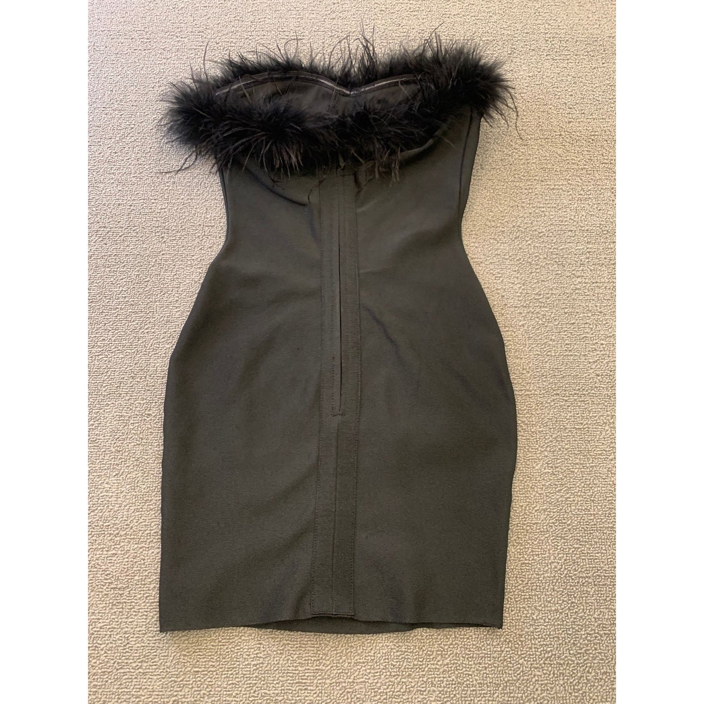 Superdown Women XXS Black Feather Trim Mini Dress