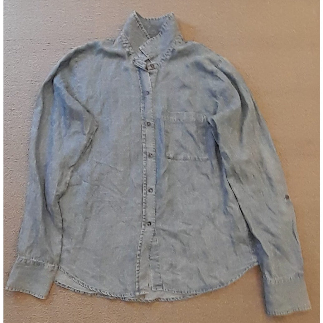 Splendid Collection Womens Small Denim Long Sleeve Polo Shirt