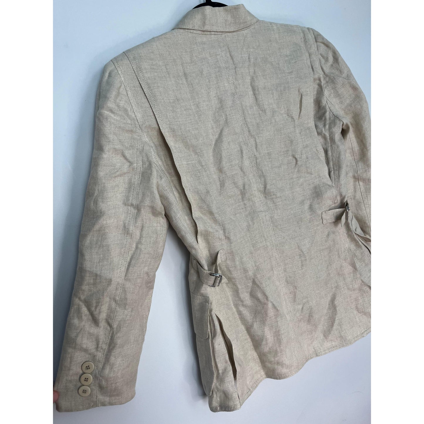 Armani Collezioni Blazer Women 6 Beige Linen Button Front Italy