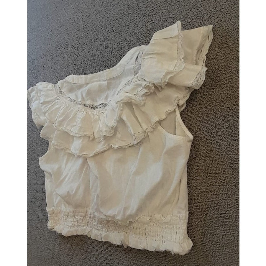 LoveShackFancy Target Women's M White Eyelet Ruffle Button Top Blouse