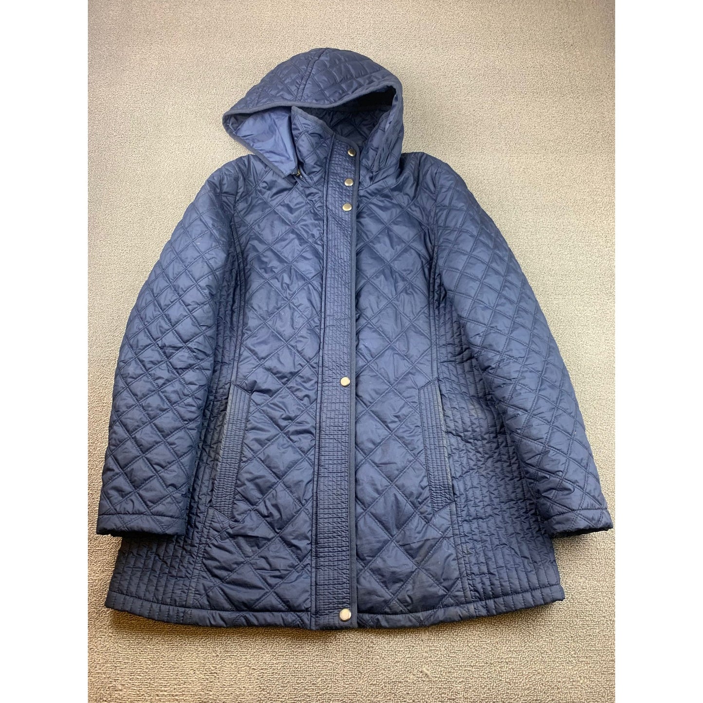 Andrew Marc New York Womens Large Blue Down Quilted Puffer Coat