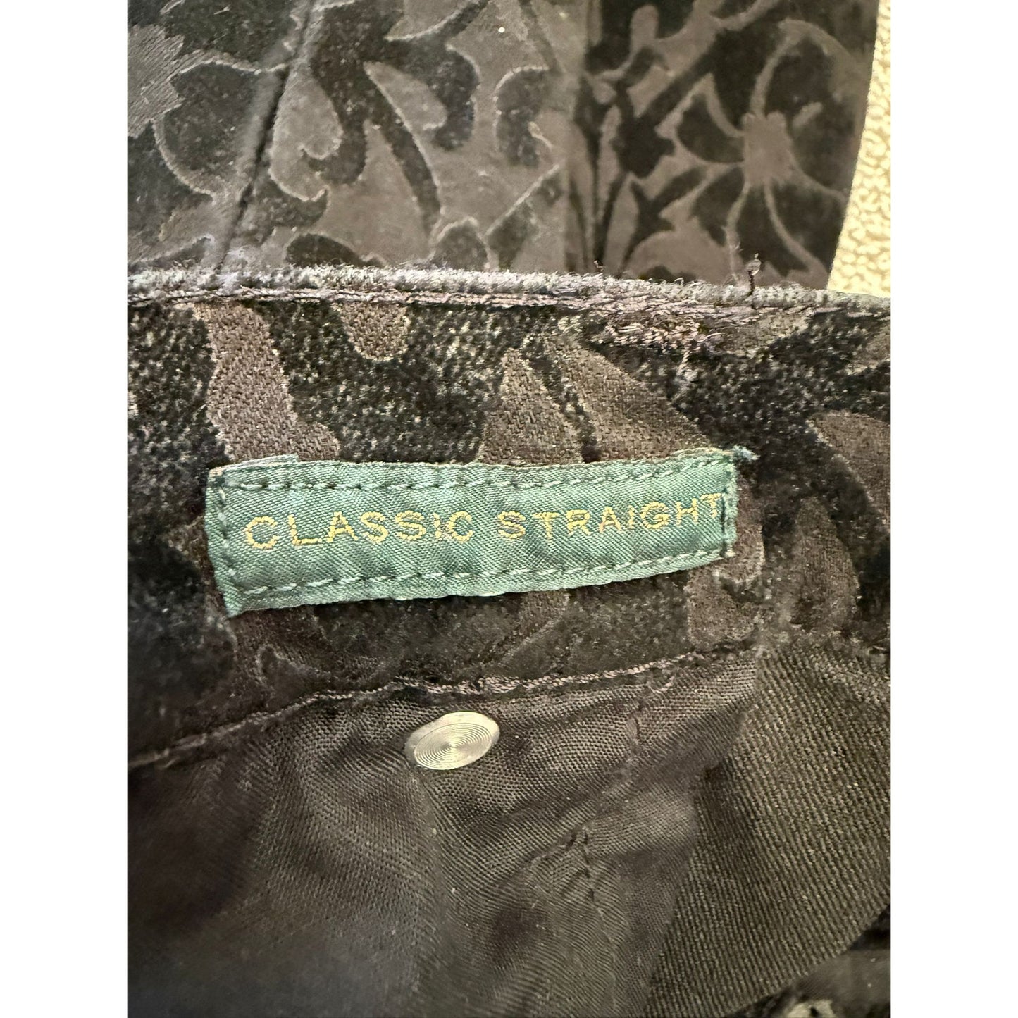 Polo Ralph Lauren Jeans Floral Patterned Velvet Female Size 8 Black Pants
